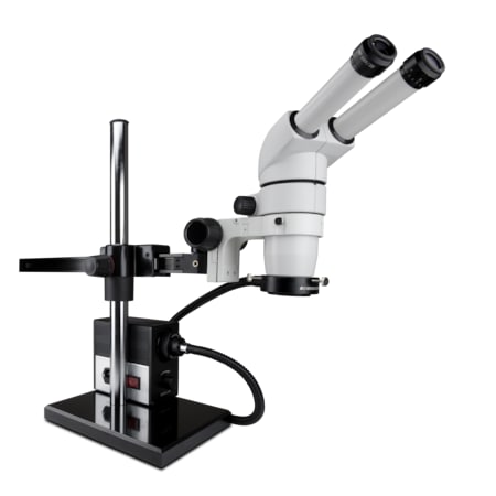 Scienscope Ergo Stereo Zoom Microscope And Fiber-Optic LED On Dual Arm Stand CMO-PK5D-AN